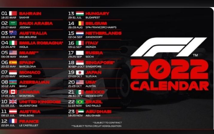 Calendario F1 para la temporada 2022 Futbolete Apuestas