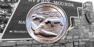 effigy mounds moneda 25 centavos de dólar