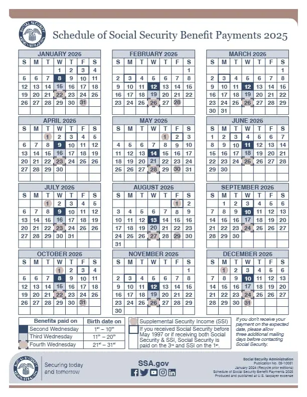 Calendar official Social Security