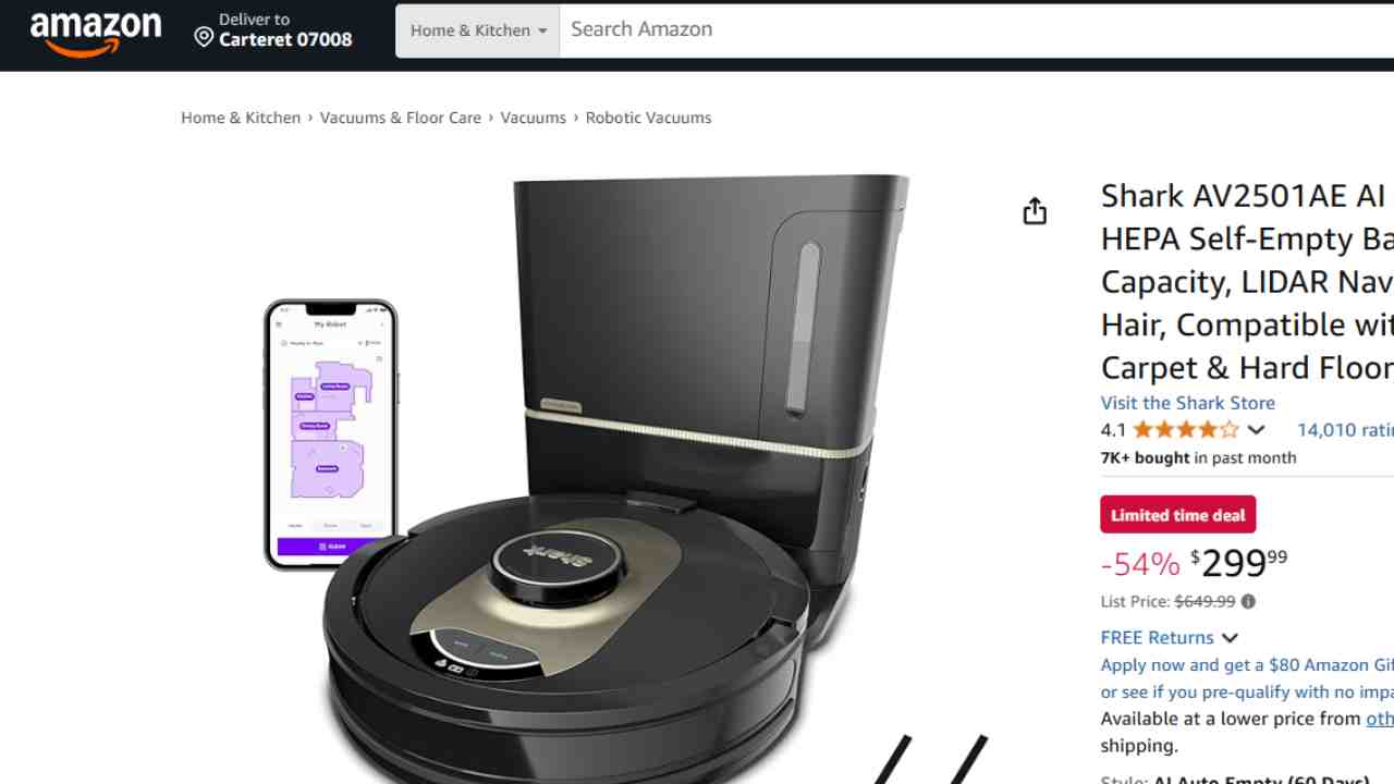 Amazon deal to buy a robot vacuum cleaner