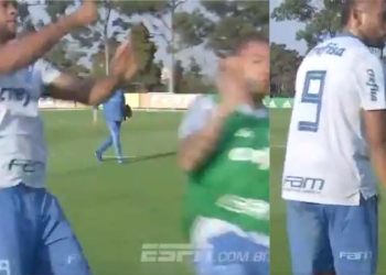 ¡Tranquilo, Miguel Borja! Un sub-20 de Palmeiras lo sacó de casillas