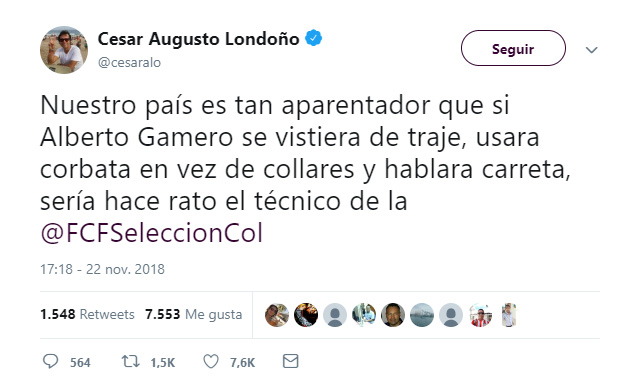 Trino César Augusto Londoño sobre Alberto Gamero