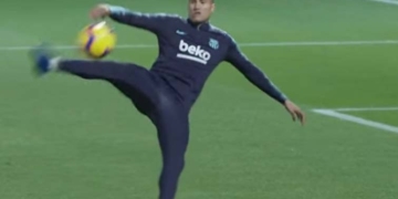 ¡Golazo de Jeison Murillo en su primer entrenamiento con el Barcelona!