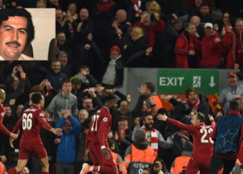 Hincha del Liverpool festejó con buzo de la Selección Colombia y Pablo Escobar