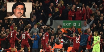 Hincha del Liverpool festejó con buzo de la Selección Colombia y Pablo Escobar
