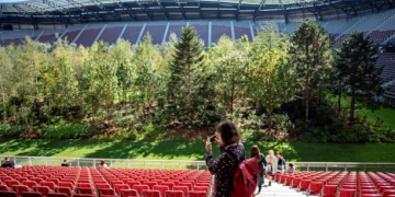 ¡Reemplazaron el campo de fútbol en el estadio por un bosque!