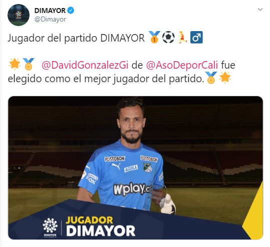 David González, Dimayor, Patriotas Boyacá 0 - 0 Deportivo Cali, Liga 2020-I