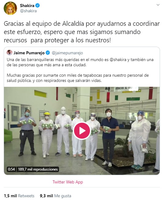 Shakira, Barranquilla, donación, coronavirus COVID-19