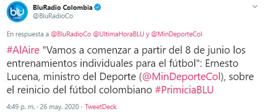 Ernesto Lucena, Mindeporte, Fútbol Profesional Colombiano, BLU Radio