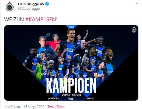 Liga de Bélgica dará por campeón al Club Brujas – El Democrata