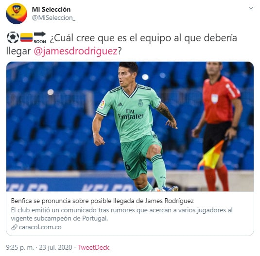 James Rodríguez, Benfica, Caracol