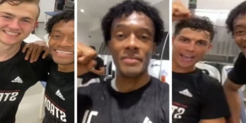 El festejo de Juan Guillermo Cuadrado en el vestuario de Juventus