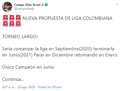 Fútbol Profesional Colombiano, Liga 2020-I, Dimayor, Campo Elías Terán (1)