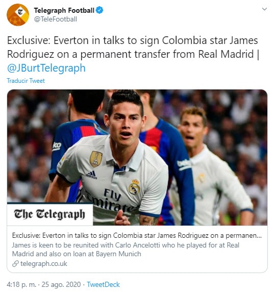 James Rodríguez, Everton, Real Madrid, The Telegraph