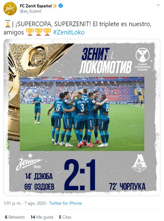 Wilmar Barrios, Zenit, título, Supercopa de Rusia 2020, celebración (2)