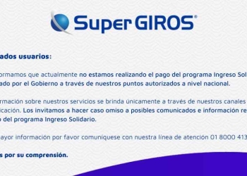 Comunicado oficial de Supergiros sobre Ingreso Solidario