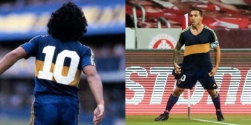 Emotivo homenaje de Carlos Tévez a Maradona en la Copa Libertadores