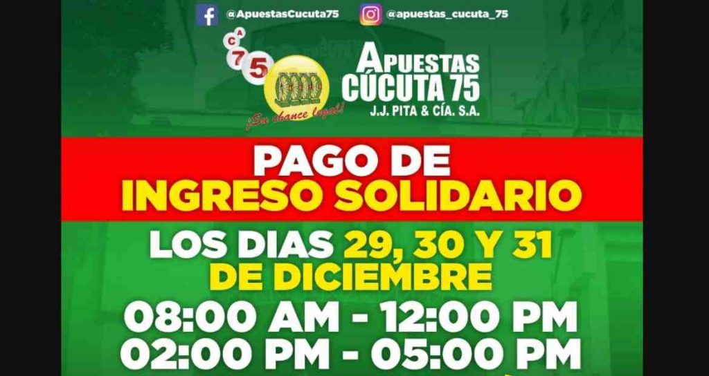 Pagos del Ingreso Solidario en Apuestas Cúcuta 75