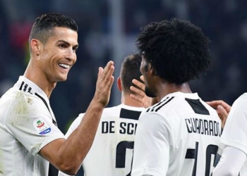 El baile de celebración de Cuadrado y Cristiano