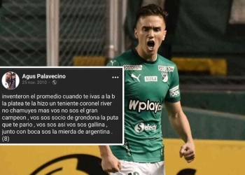 La publicación de Palavecino contra River que se viralizó en Argentina