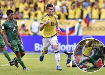 La reacción de James Rodríguez al intercambiar camiseta con Luis Quiñones