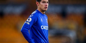 La posición de Everton en la Premier League tras otro juego con James Rodríguez