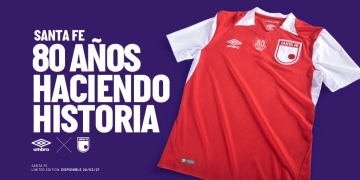 Umbro dio a conocer la camiseta conmemorativa de Santa Fe por sus 80 años de historia