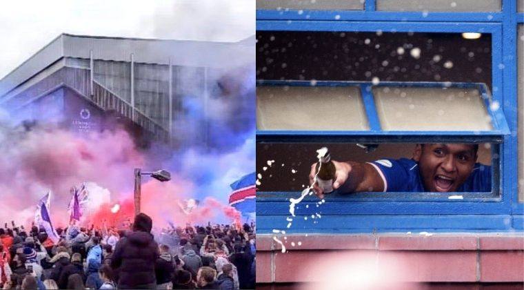 El delantero colombiano está a horas de gritar campeón con el Rangers de Escocia, motivo por el que celebra junto a la hinchada que desde ya llena las calles de Glasgow.