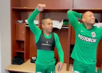 Jarlan y Vladimir celebraron el triunfo como paisas hinchas de Nacional