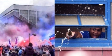 El delantero colombiano está a horas de gritar campeón con el Rangers de Escocia, motivo por el que celebra junto a la hinchada que desde ya llena las calles de Glasgow.