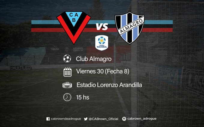 Brown Adrogué 2 Vs 0 Almagro Por La Fecha 8 De La Primera Nacional ...