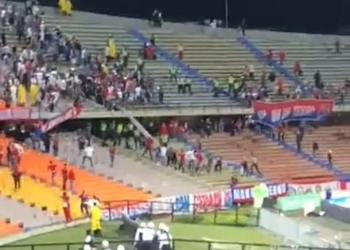 ¡Una nueva vergüenza en el fútbol! En DIM vs. América también hubo pelea entre hinchas