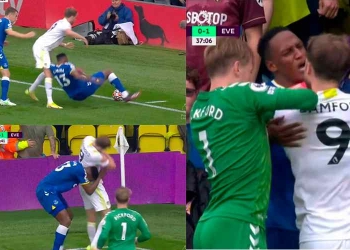 La bronca entre Yerry Mina y Bamford, del Leeds United