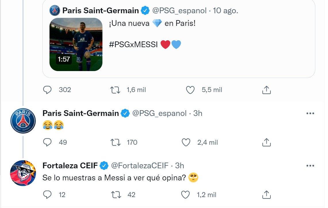 ¡PSG le respondió en Twitter a Fortaleza!