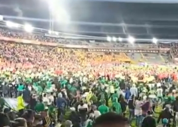 ¡Desmanes! La imagen más triste del regreso de hinchas al Campín en Santa Fe vs Atlético Nacional