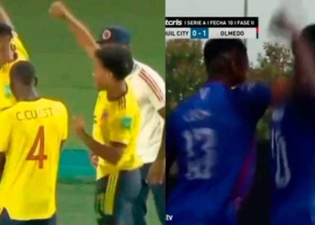 En la liga ecuatoriana imitaron el baile de Yerry Mina en el gol anulado