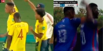 En la liga ecuatoriana imitaron el baile de Yerry Mina en el gol anulado