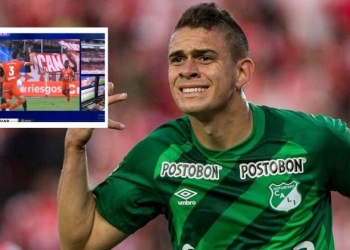Santos Borré y el reclamo que hizo tras gol invalidado a Teo Gutiérrez