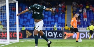 Harold Preciado y su particular celebración en el gol ante América de Cali