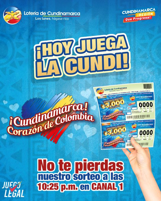 Foto tomada del Twitter oficial de la Lotería de Cindinamarca