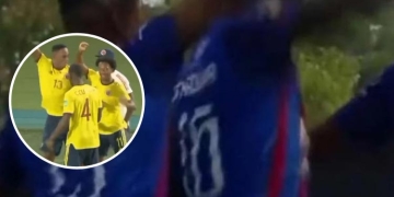 Los ecuatorianos que imitaron el festejo de la Selección Colombia en el gol anulado