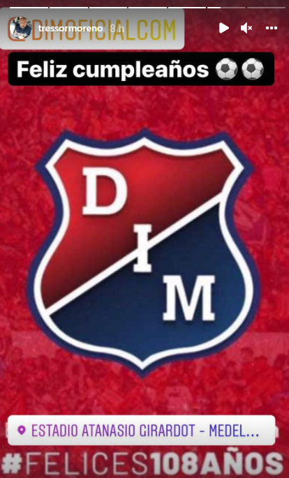 Tressor Moreno, Deportivo Independiente Medellín, DIM, DaleRojo, cumpleaños