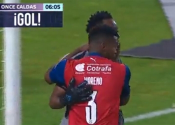 Error de Luis Erney Vásquez y gol de Once Caldas a los 6 minutos