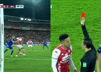 Terror en Santa Fe: Error de Herrera, gol de Millonarios y expulsión de Anchico