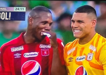 La curiosa imagen de Elvis Mosquera tras un gol de Nacional
