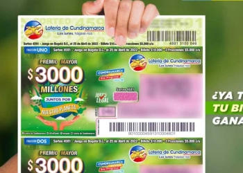 Resultado sorteo Lotería de Cundinamarca, 25 de abril 2022