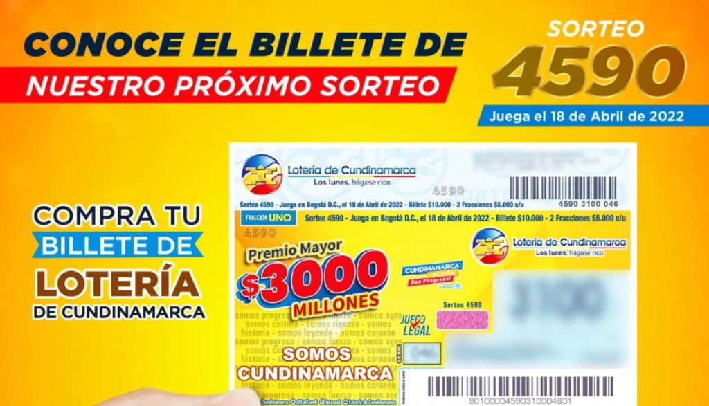 Lotería de Cundinamarca. Resultado, premio mayor y sorteo 18 de abril 2022