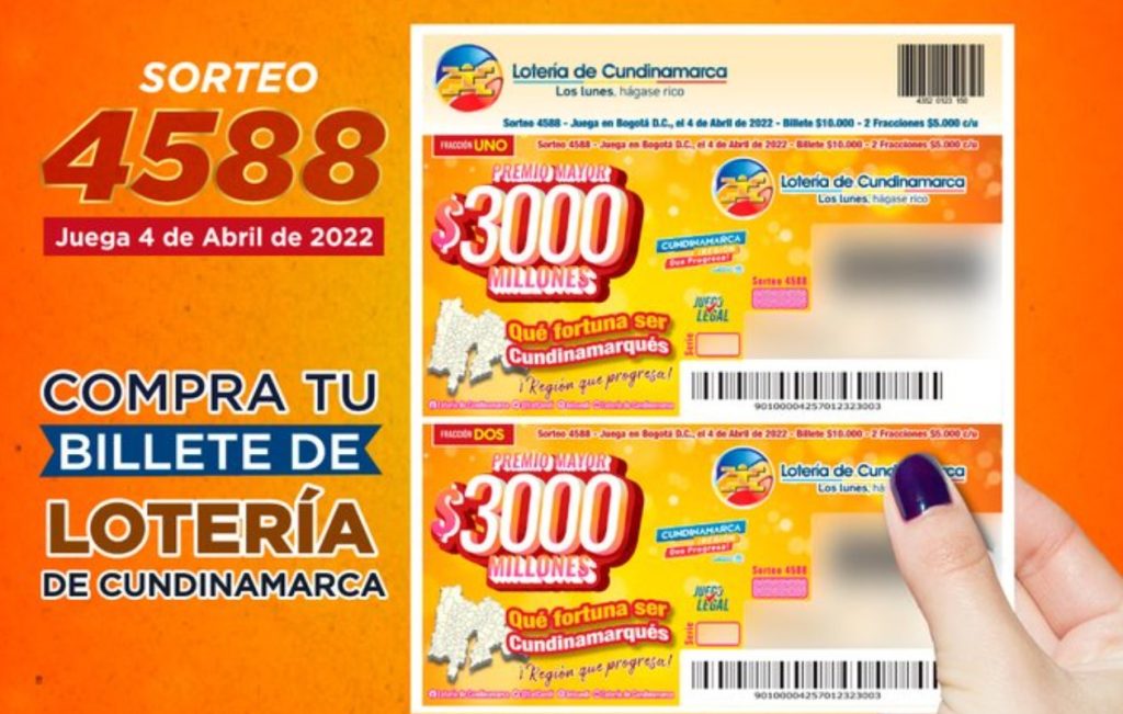 Sorteo 4588 de la Lotería de Cundinamarca, 4 de abril 2022