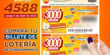 Sorteo 4588 de la Lotería de Cundinamarca, 4 de abril 2022
