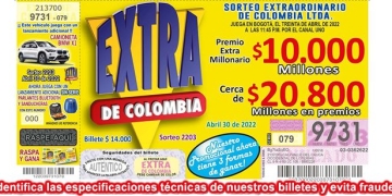 Resultado del Sorteo Extraordinario de Colombia, 30 de abril 2022